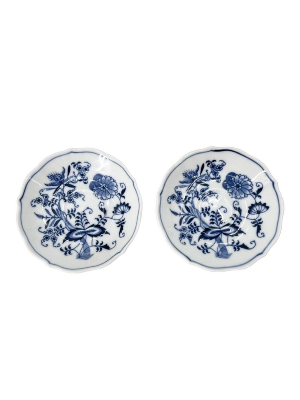 Blue Danube Blue Onion 5.5" Porcelain Tea Saucers Japan Rectangle Stamp 2 Pcs